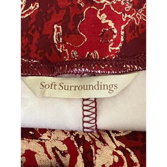 Soft Surroundings Pants Women’s Red Metallic Gold Spandex Stretch Size Small - Picture 3 of 7
